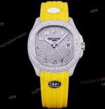 SF Factory Replica Patek Philippe Aquanaut Iced Out Yellow Strap Watch 40mm